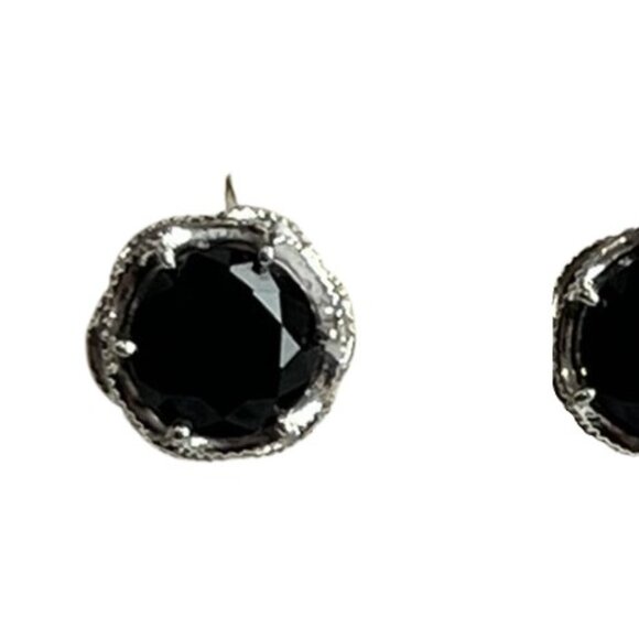 Tacori Sterling Silver & 18K Gold Black Lightening Onyx Bezel Set Earrings - LNC - Picture 3 of 10